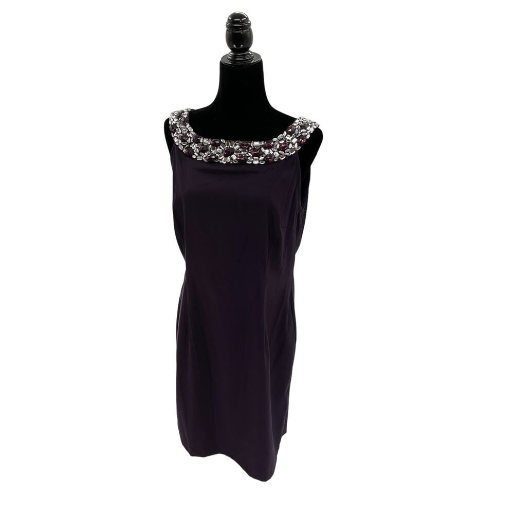connected apparel Purple Beaded-Trim Midi Dress